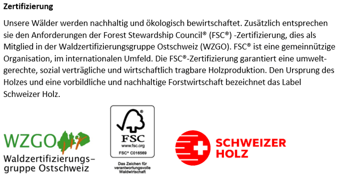 Holz Zertifikat